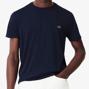 NWT Lacoste Men’s Navy Blue Pima Cotton Logo Tee Shirt Top Size 7 XXL NEW